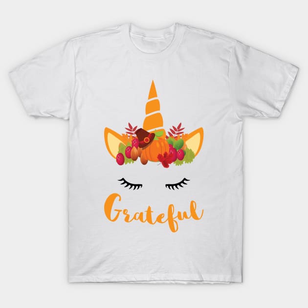 Unicorn Thanksgiving Women and Toddler Fall T-Shirt Grateful T-Shirt by jMvillszz